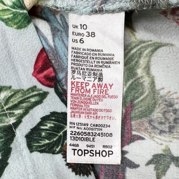 Topshop Light Blue Floral Mock Neck Sleeveless Top Size 6 - Picture 8 of 8